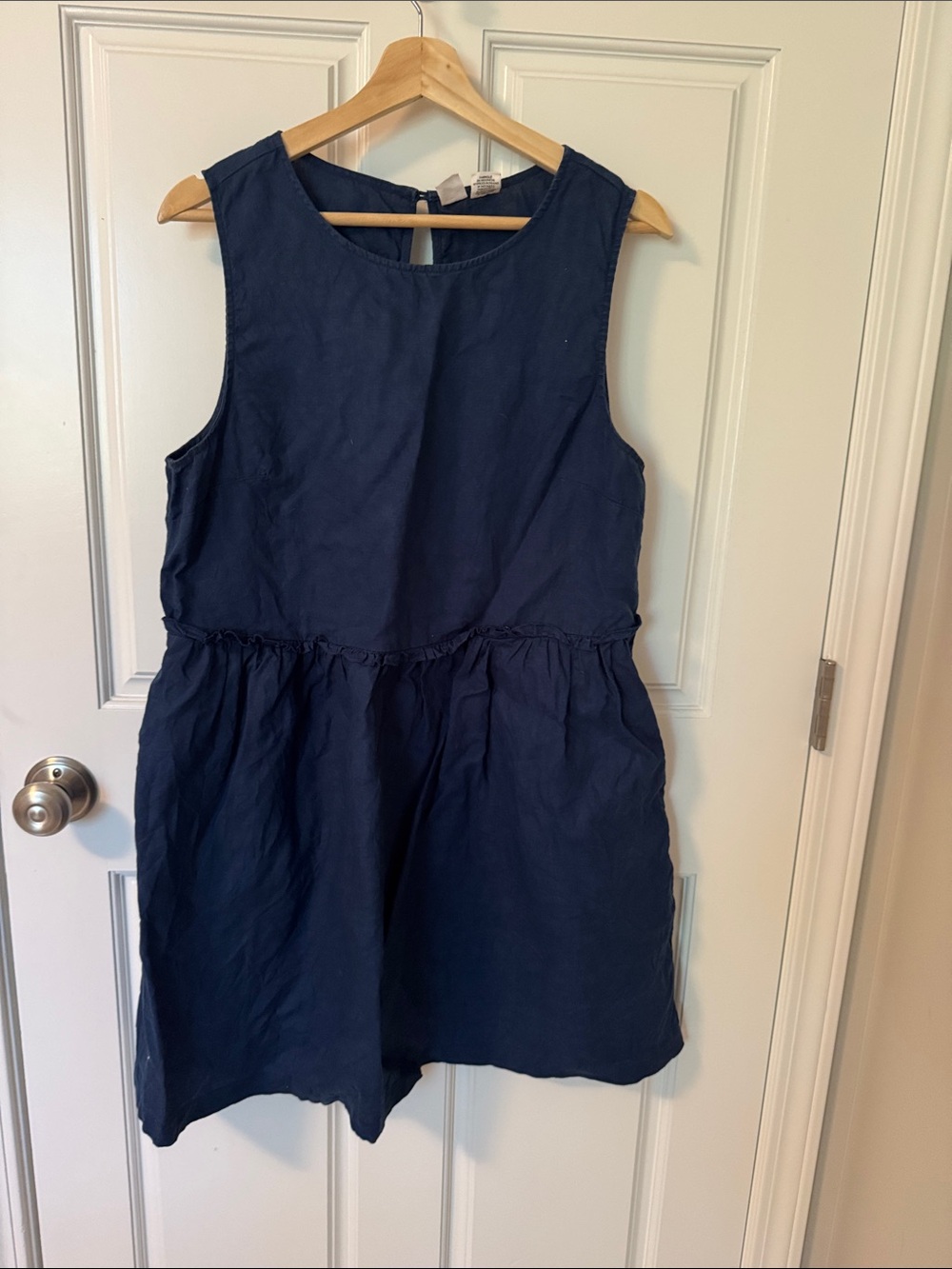 Artisan Ny Navy Sleeveless Gathered Waist Casual Dress